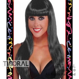 PELUCA LACIA LARGA NEGRA x 1